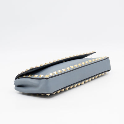 Rockstud Bangle Clutch Slate Blue Nappa Leather