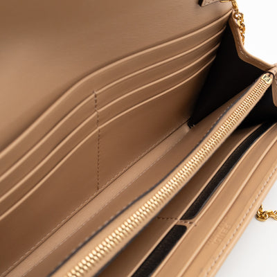 Roma Continental Wallet on Chain Floral FF Brown Canvas