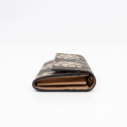 Roma Continental Wallet on Chain Floral FF Brown Canvas