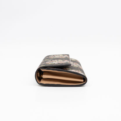 Roma Continental Wallet on Chain Floral FF Brown Canvas