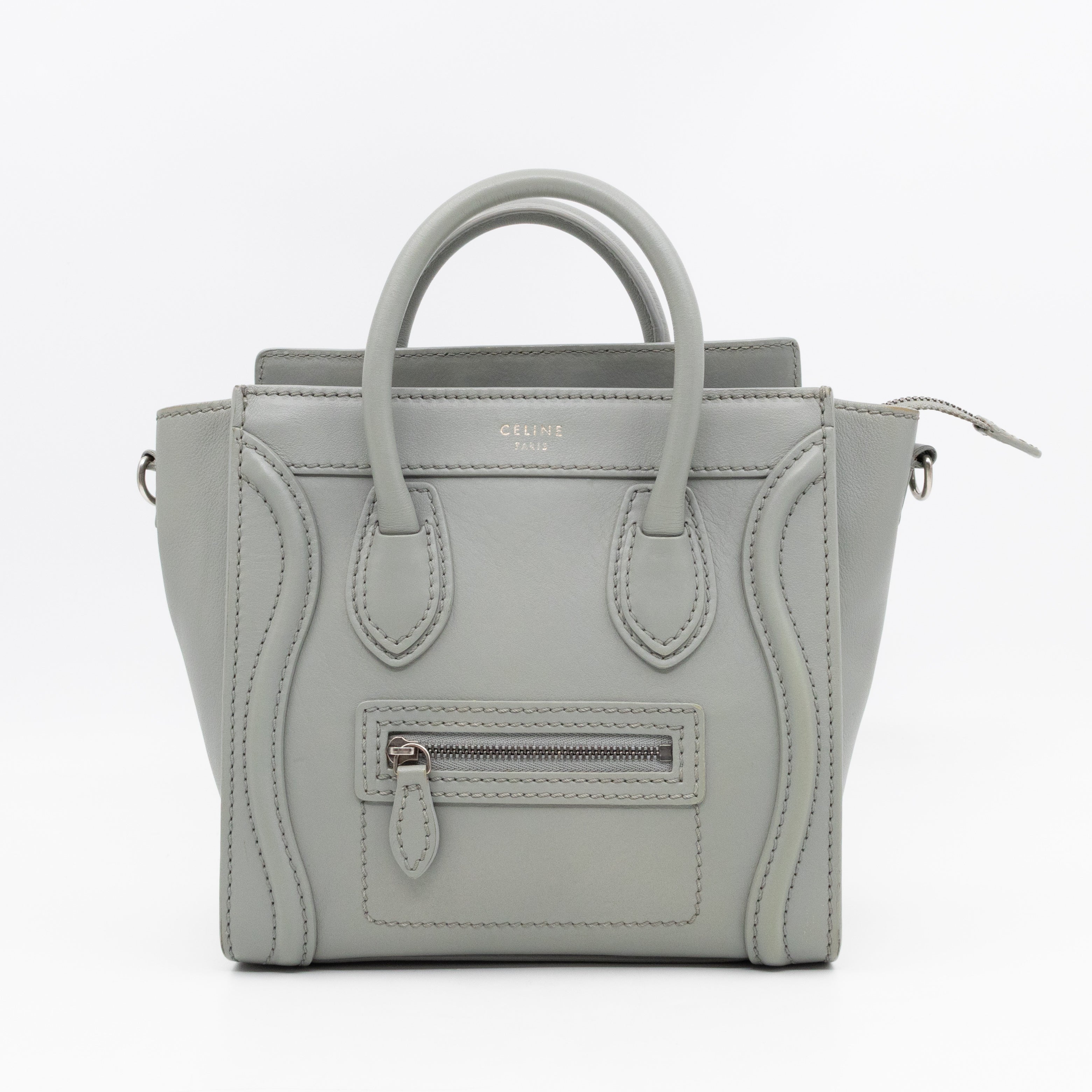 Nano Luggage Grey Leather