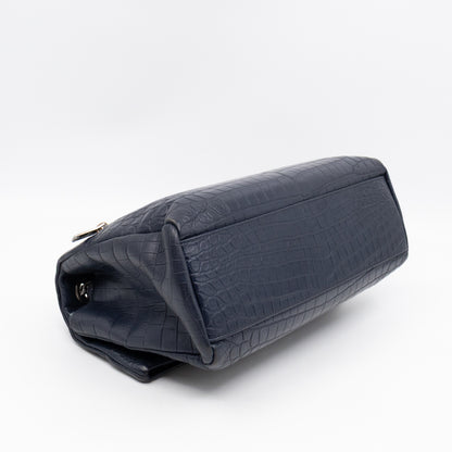West Hollywood Medium Blue Croc Embossed Leather