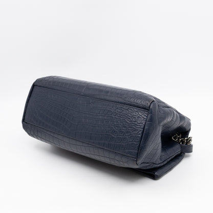 West Hollywood Medium Blue Croc Embossed Leather