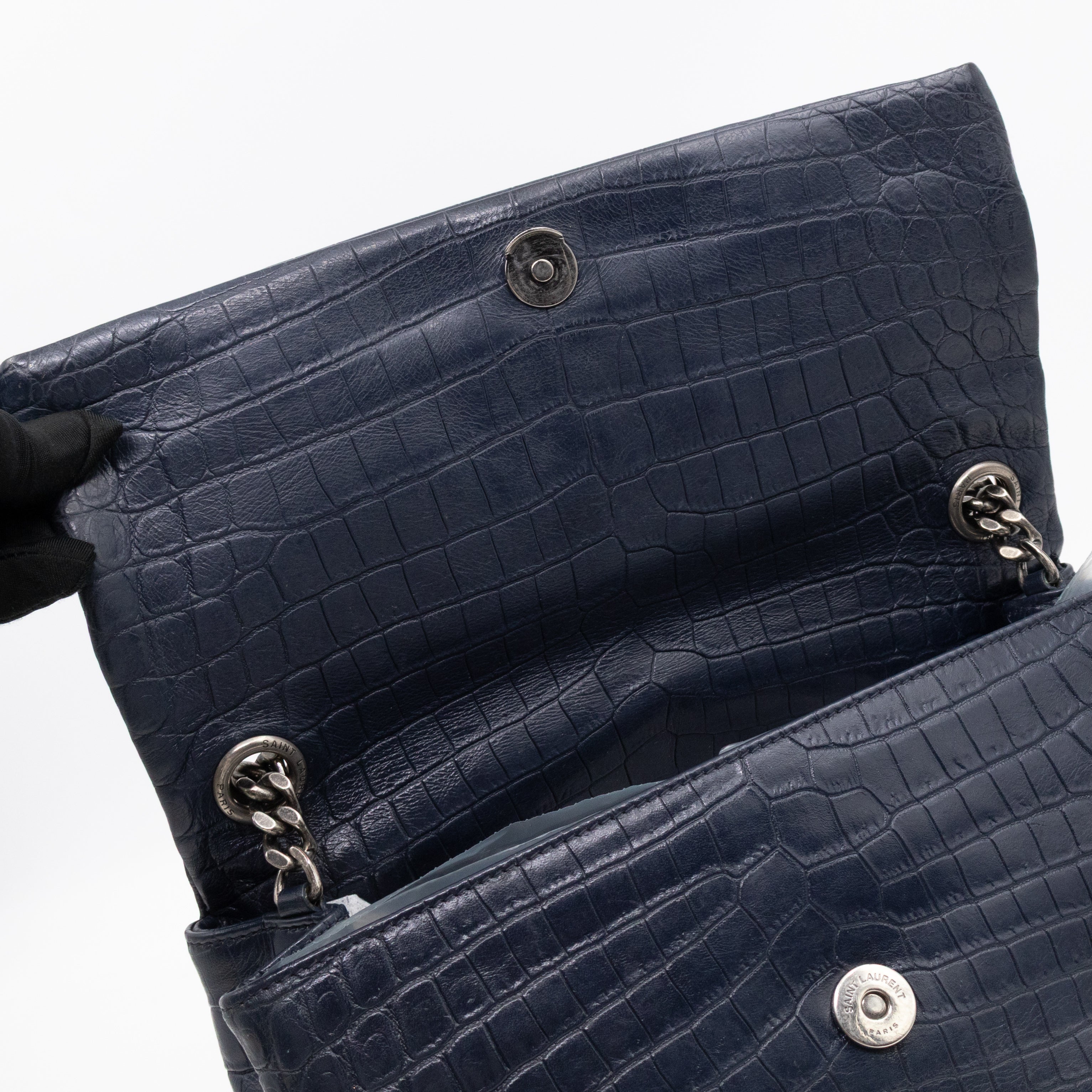 West Hollywood Medium Blue Croc Embossed Leather