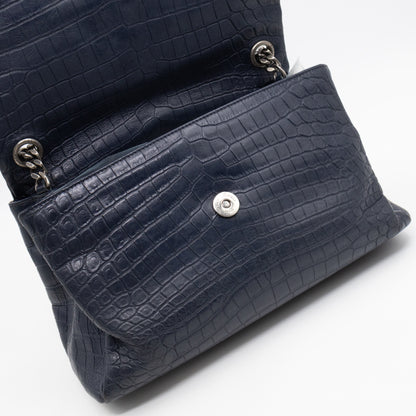 West Hollywood Medium Blue Croc Embossed Leather