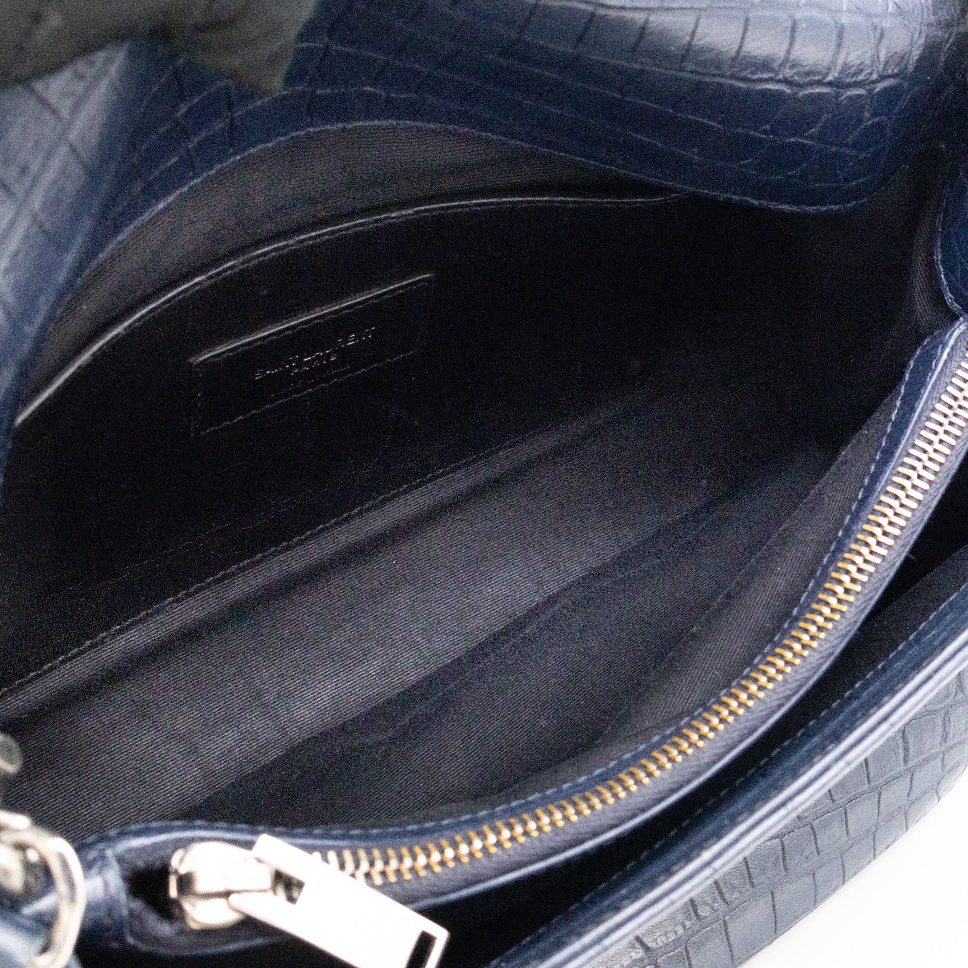 West Hollywood Medium Blue Croc Embossed Leather