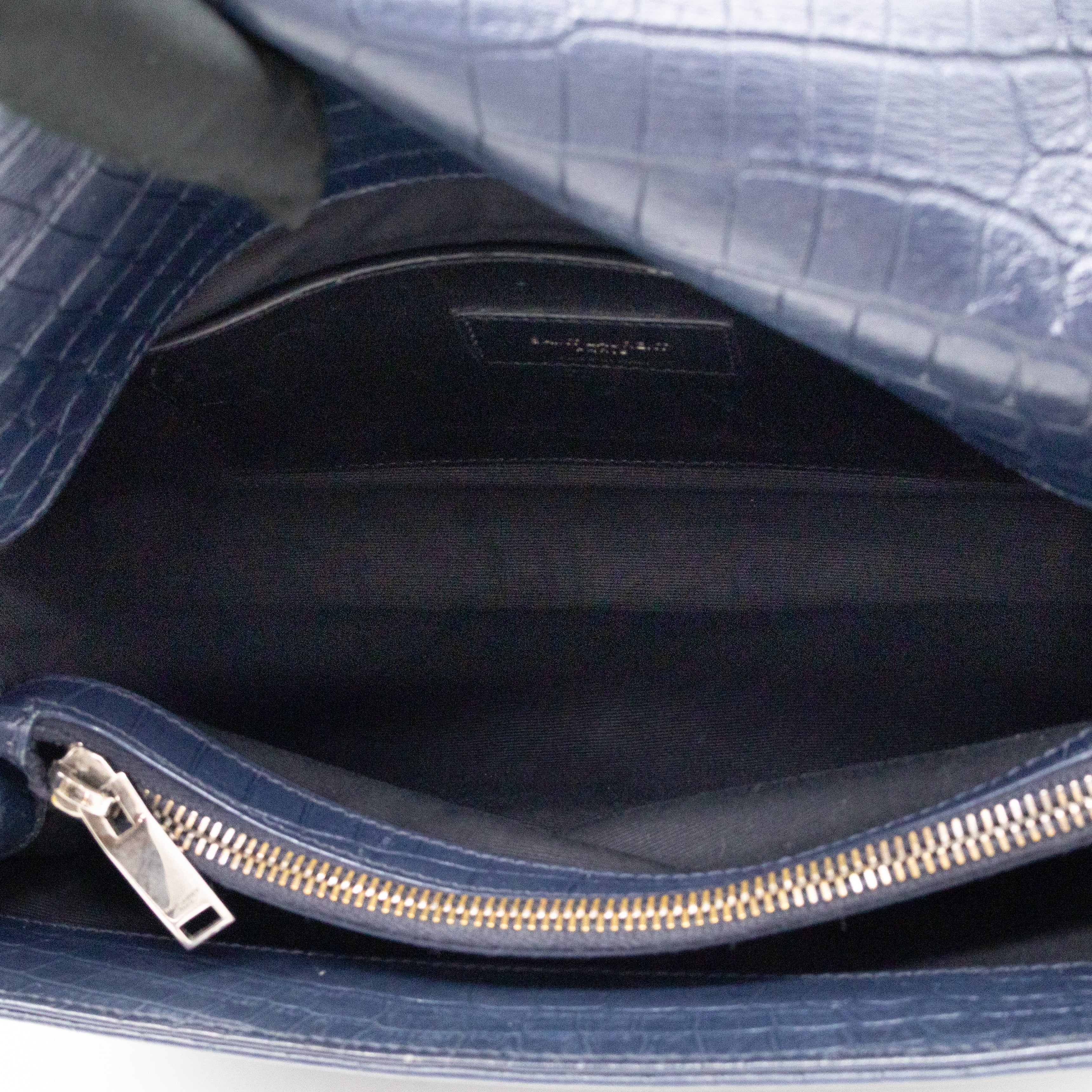 West Hollywood Medium Blue Croc Embossed Leather