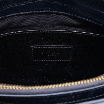 West Hollywood Medium Blue Croc Embossed Leather