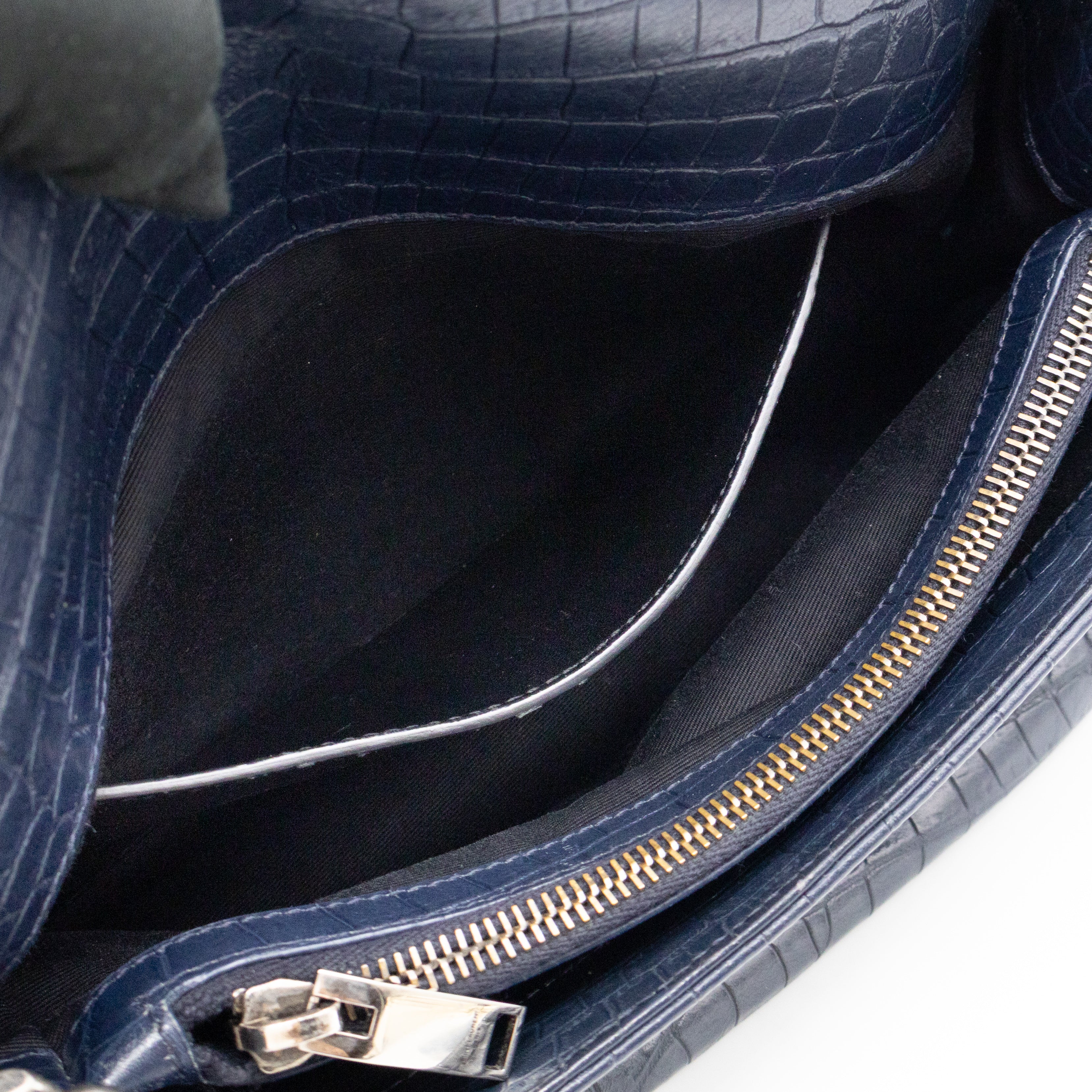 West Hollywood Medium Blue Croc Embossed Leather