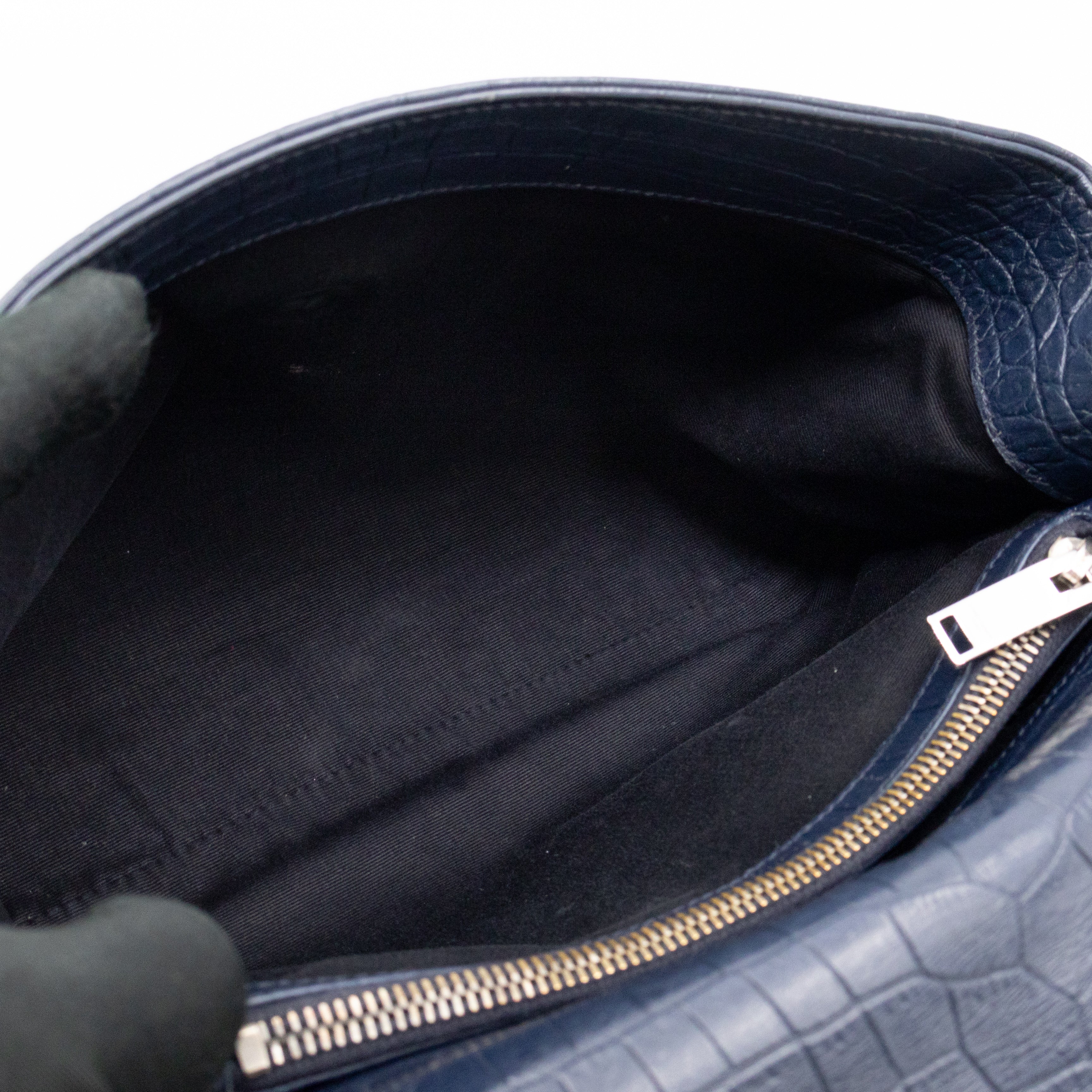 West Hollywood Medium Blue Croc Embossed Leather