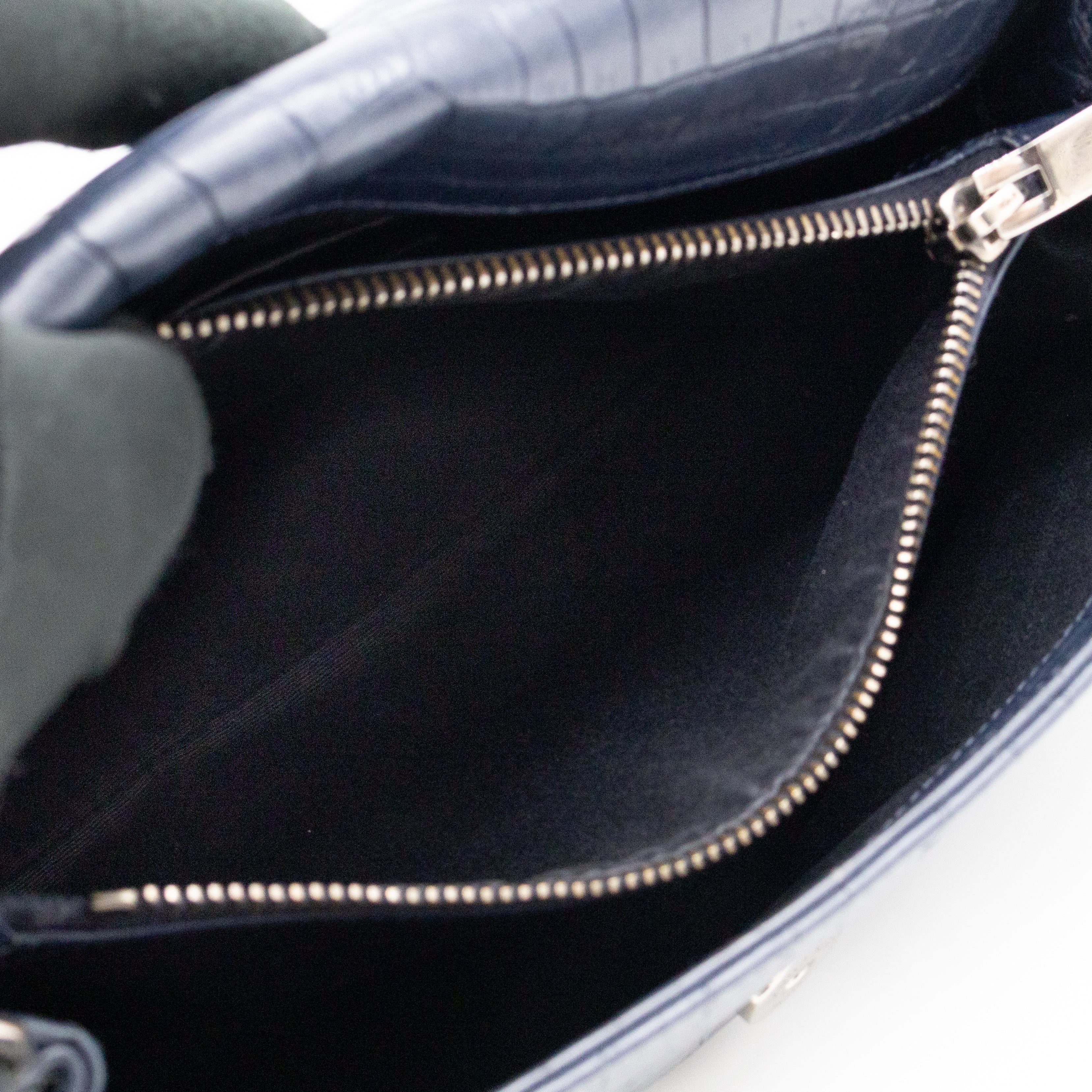 West Hollywood Medium Blue Croc Embossed Leather