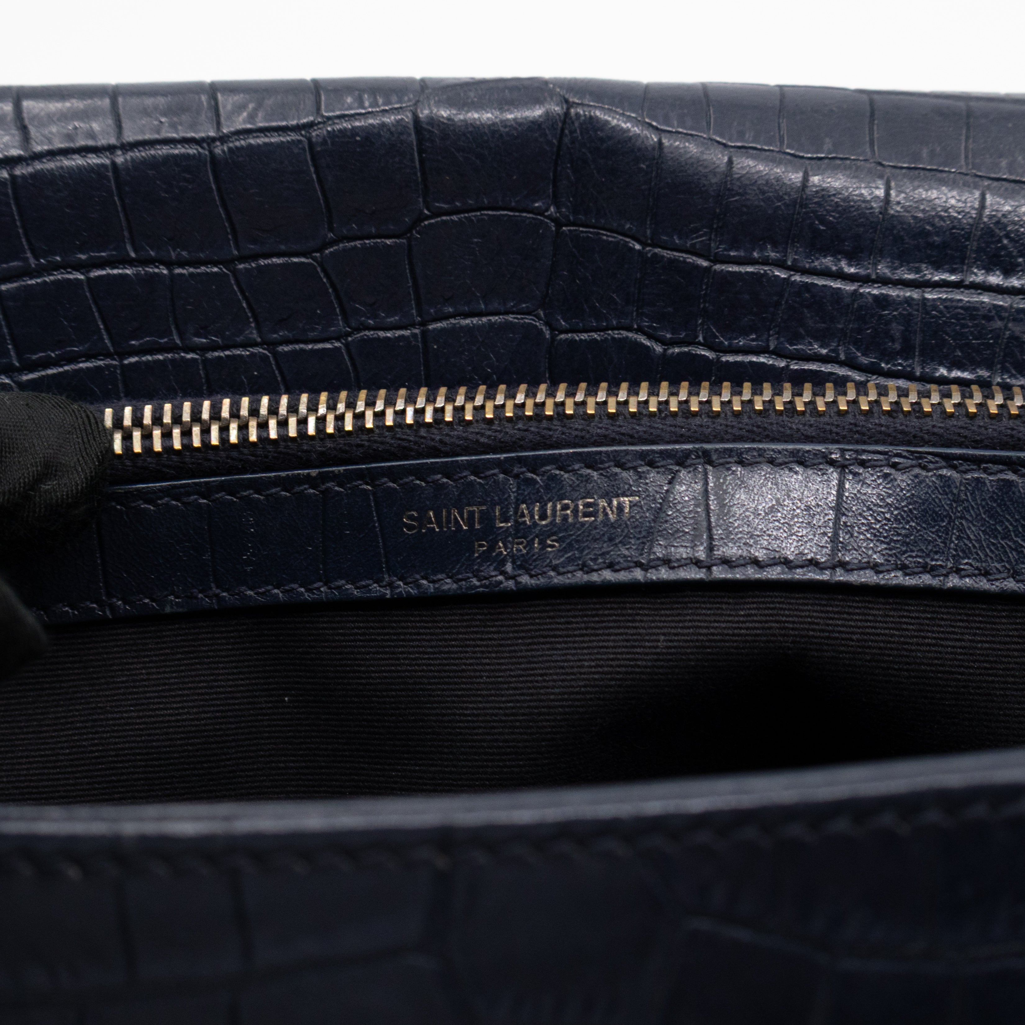 West Hollywood Medium Blue Croc Embossed Leather