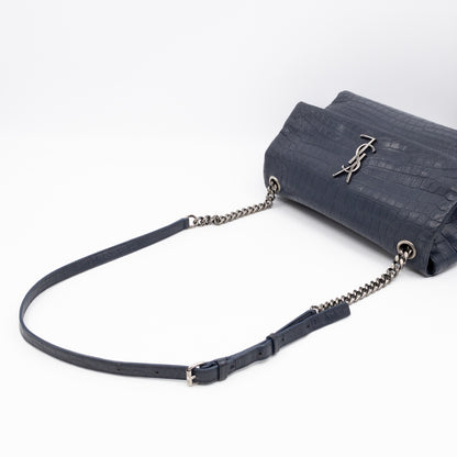 West Hollywood Medium Blue Croc Embossed Leather