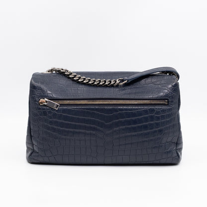 West Hollywood Medium Blue Croc Embossed Leather
