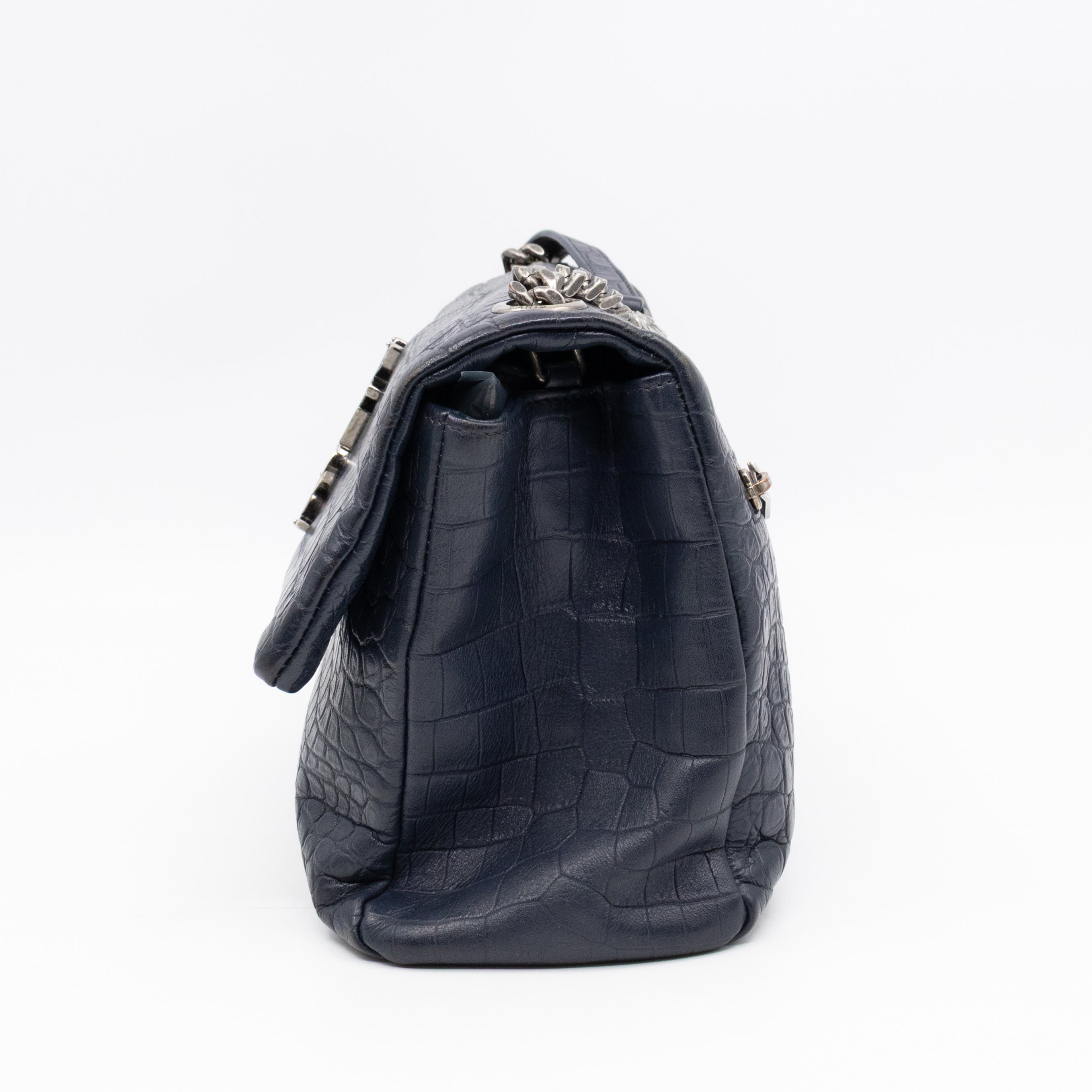 West Hollywood Medium Blue Croc Embossed Leather
