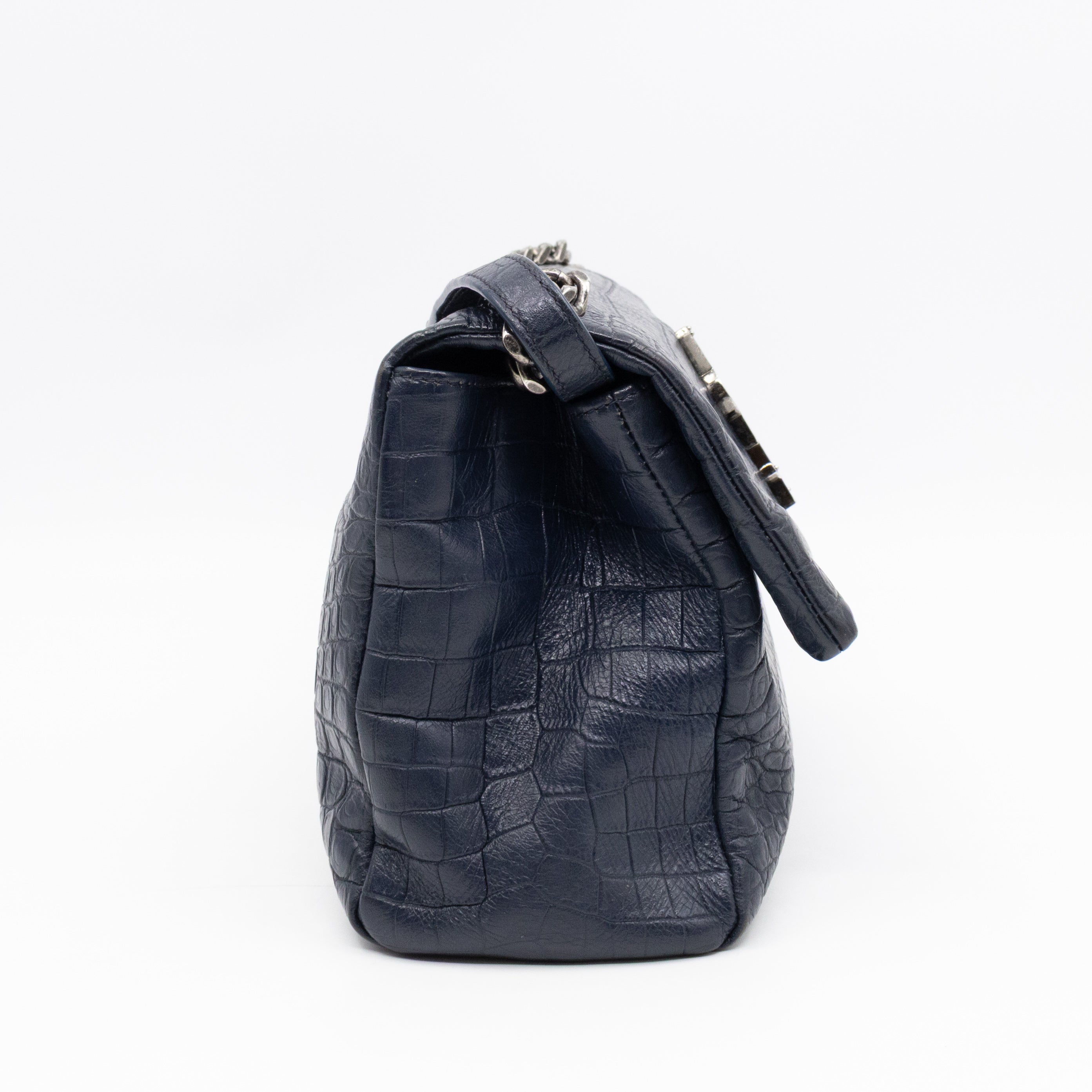 West Hollywood Medium Blue Croc Embossed Leather