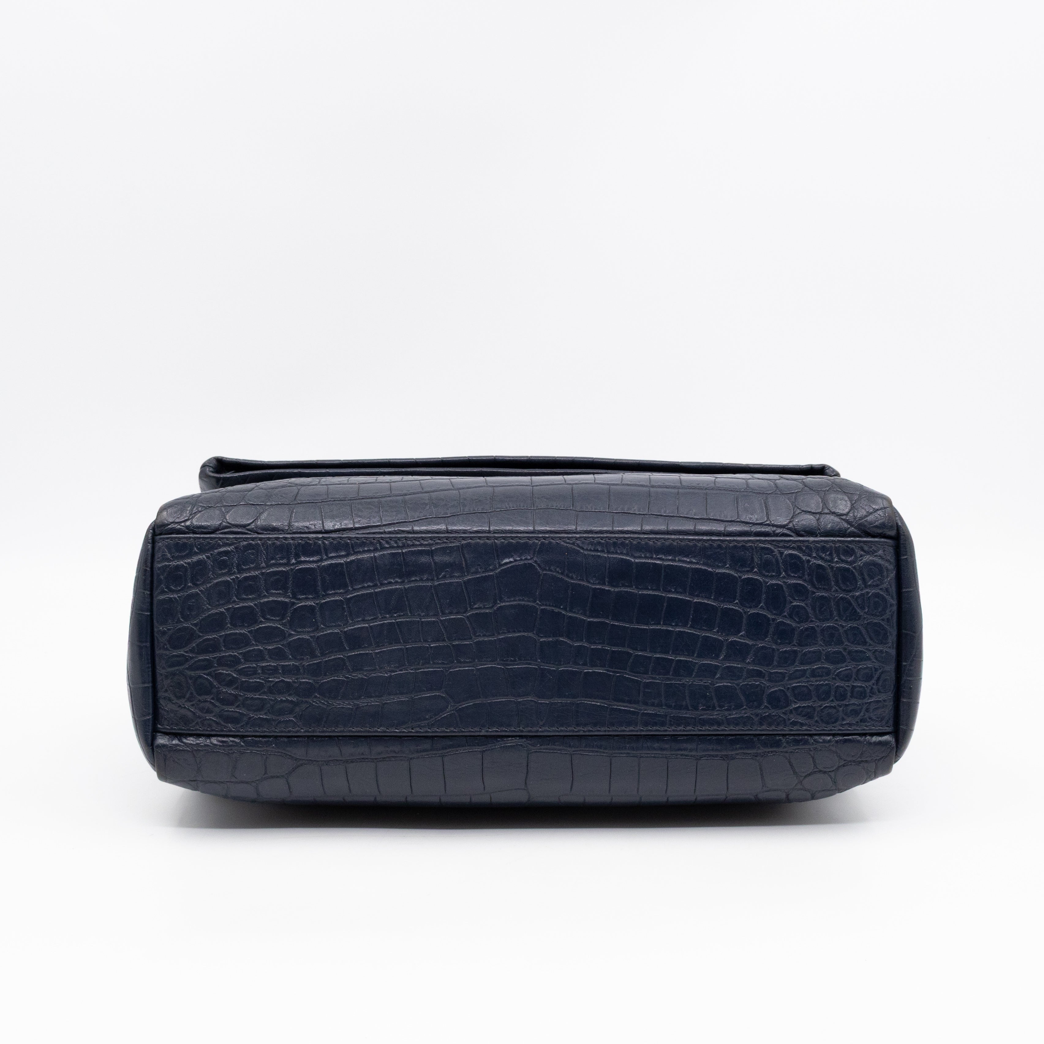 West Hollywood Medium Blue Croc Embossed Leather