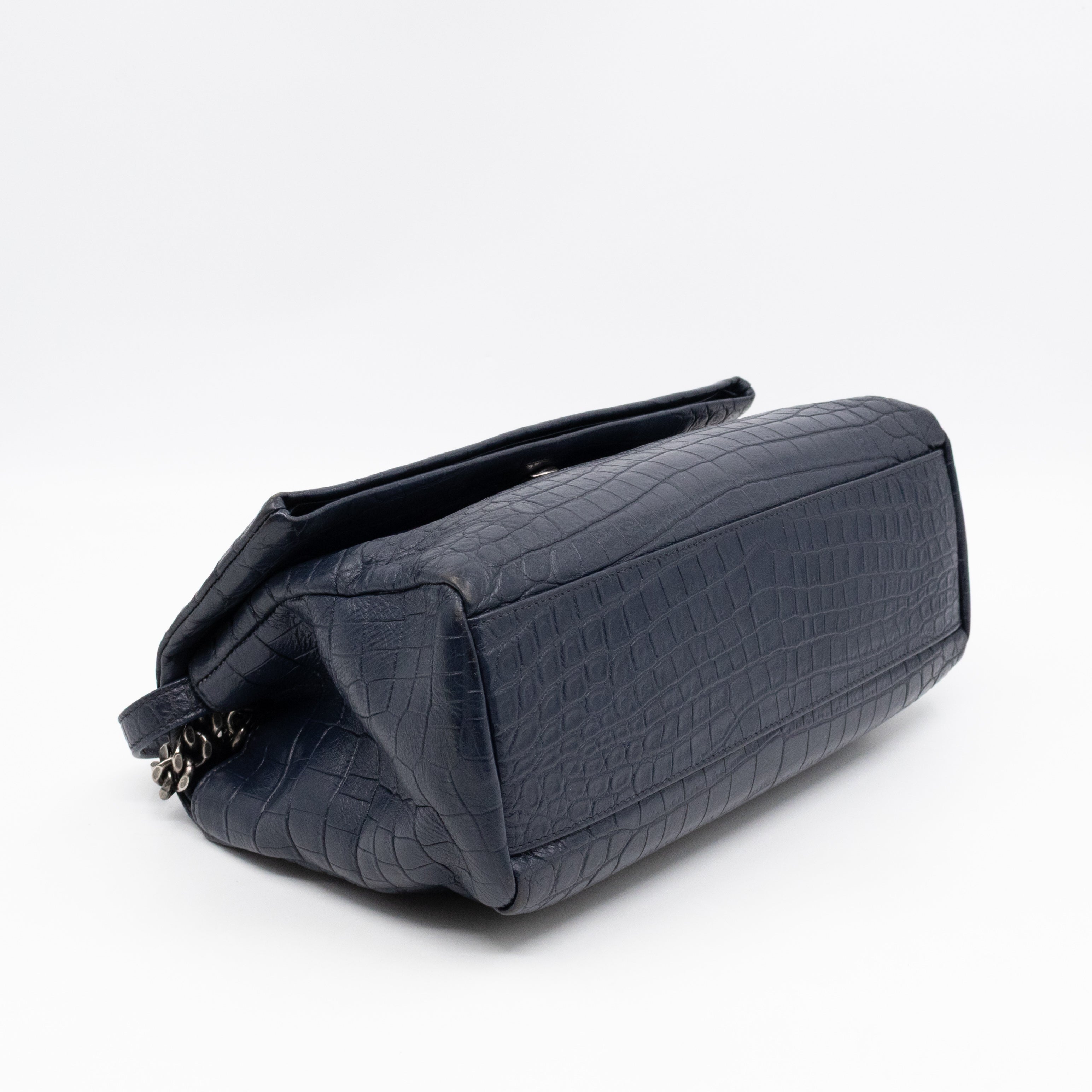West Hollywood Medium Blue Croc Embossed Leather