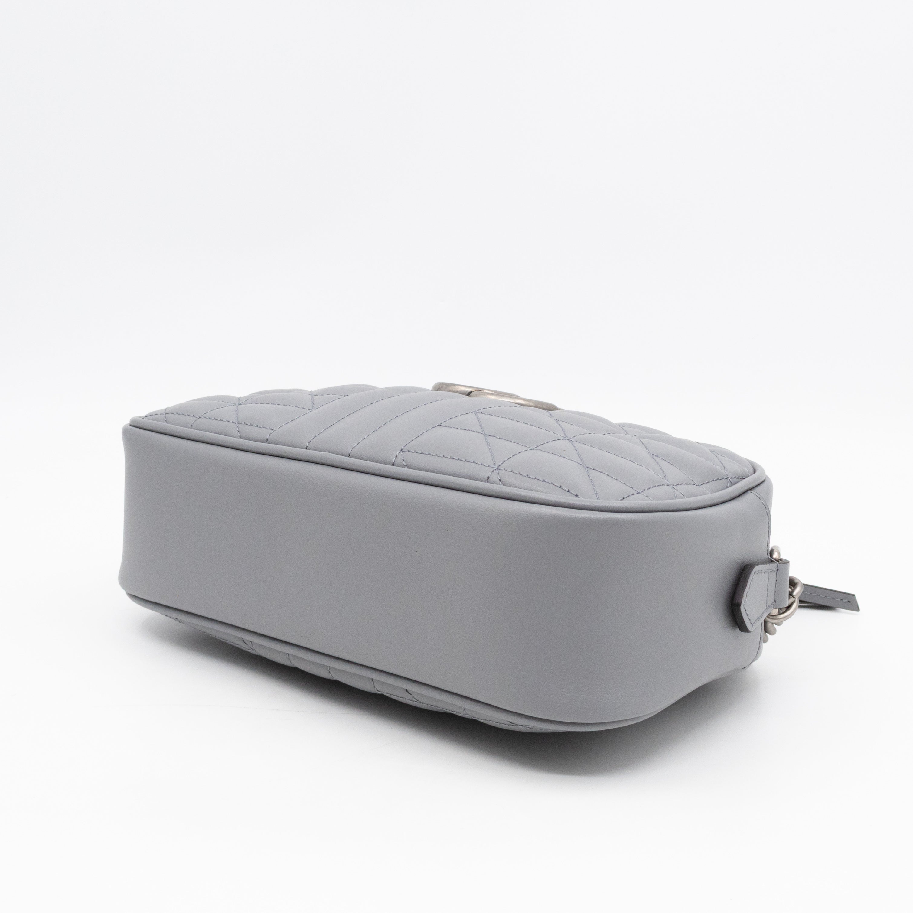GG Marmont Small Deep Grey Matelasse Aria Leather