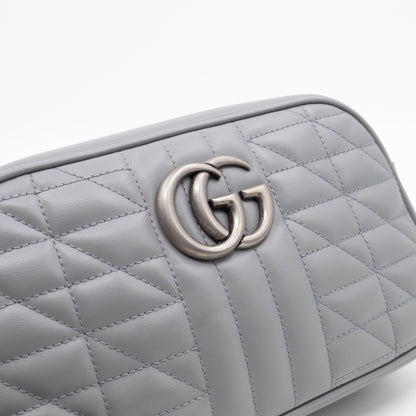 GG Marmont Small Deep Grey Matelasse Aria Leather