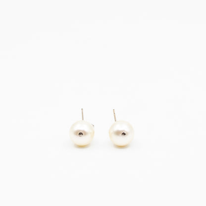 CC Crystal Pearl Drop Silver Earrings