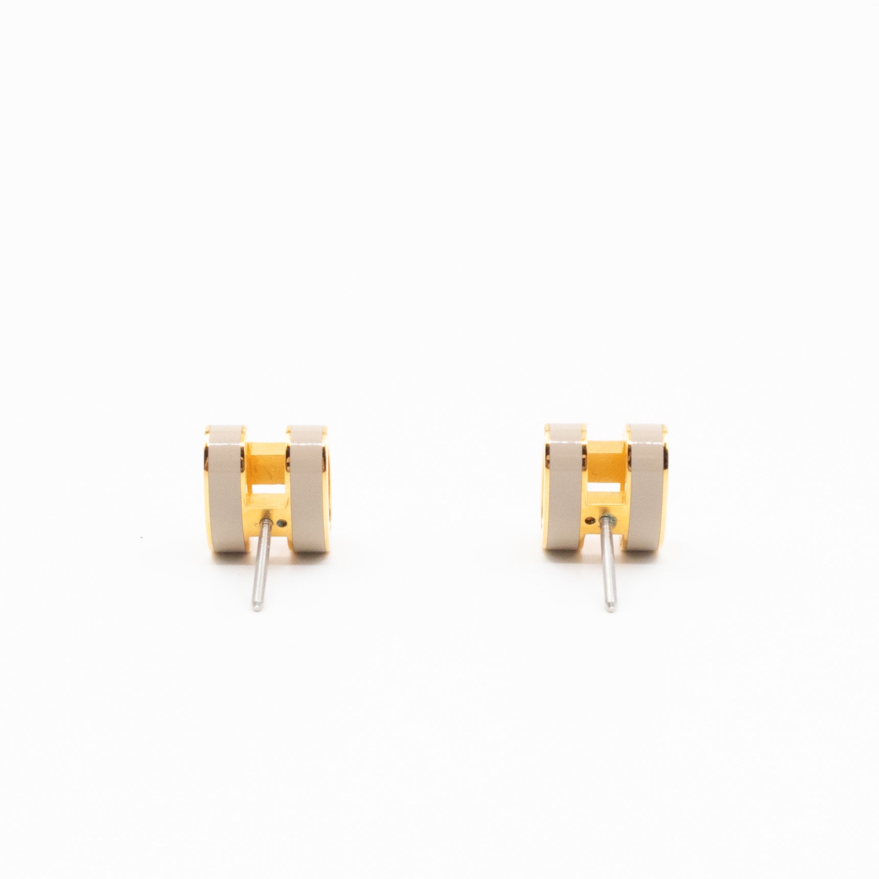 Mini Pop H Earrings Grey & Gold