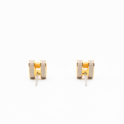 Mini Pop H Earrings Grey & Gold