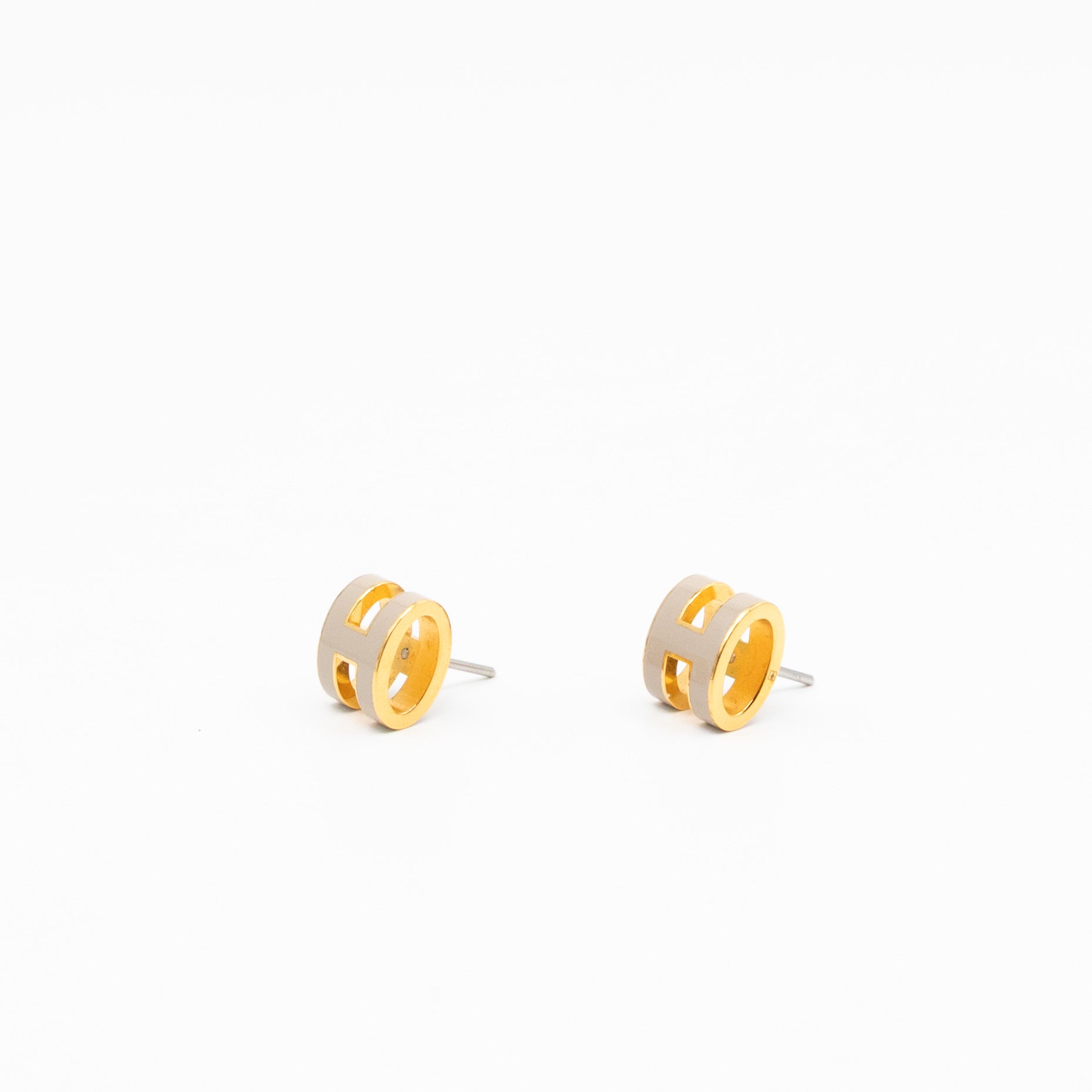 Mini Pop H Earrings Grey & Gold