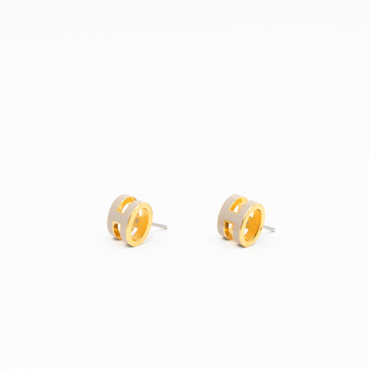 Mini Pop H Earrings Grey & Gold