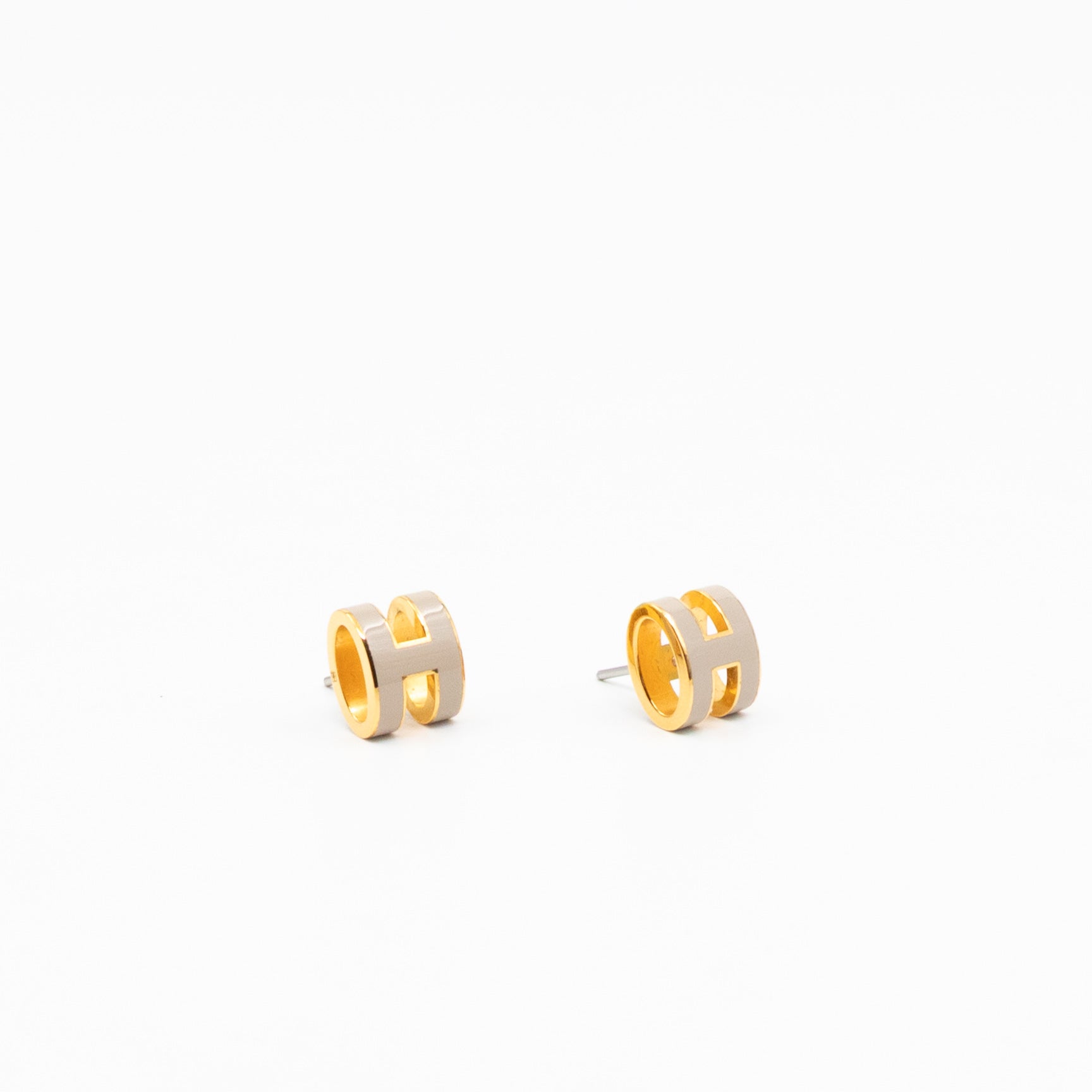Mini Pop H Earrings Grey & Gold