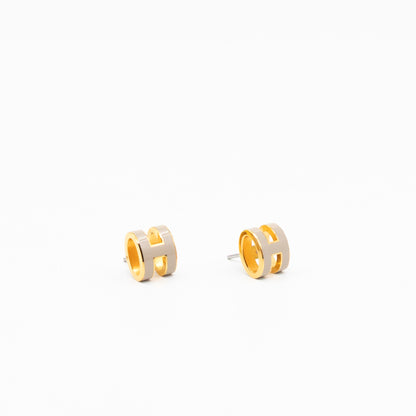 Mini Pop H Earrings Grey & Gold