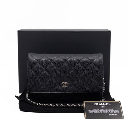 Classic Wallet On Chain Black Caviar Silver