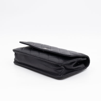 Classic Wallet On Chain Black Caviar Silver