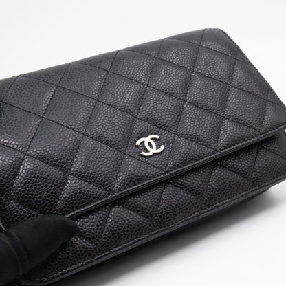 Classic Wallet On Chain Black Caviar Silver