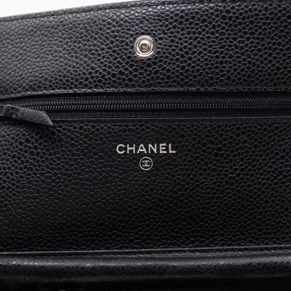Classic Wallet On Chain Black Caviar Silver