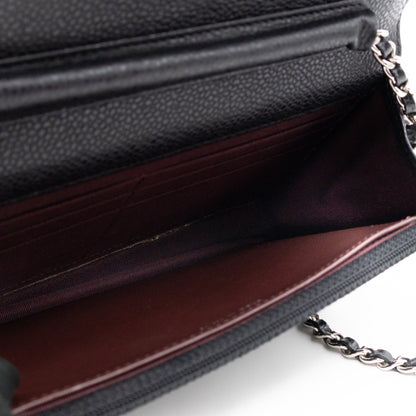 Classic Wallet On Chain Black Caviar Silver
