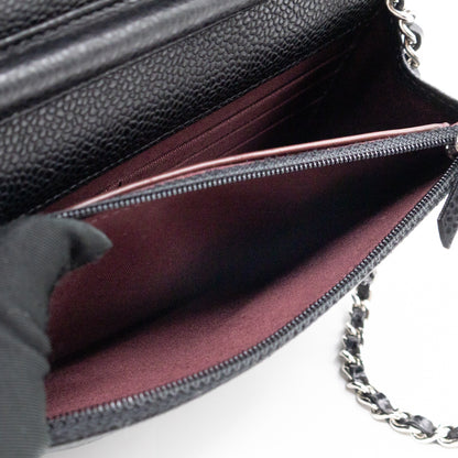 Classic Wallet On Chain Black Caviar Silver