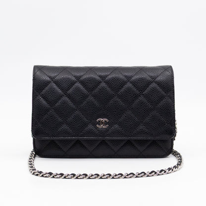 Classic Wallet On Chain Black Caviar Silver