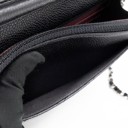 Classic Wallet On Chain Black Caviar Silver