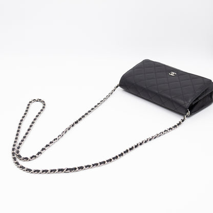 Classic Wallet On Chain Black Caviar Silver