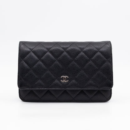 Classic Wallet On Chain Black Caviar Silver