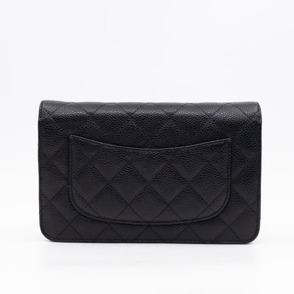 Classic Wallet On Chain Black Caviar Silver