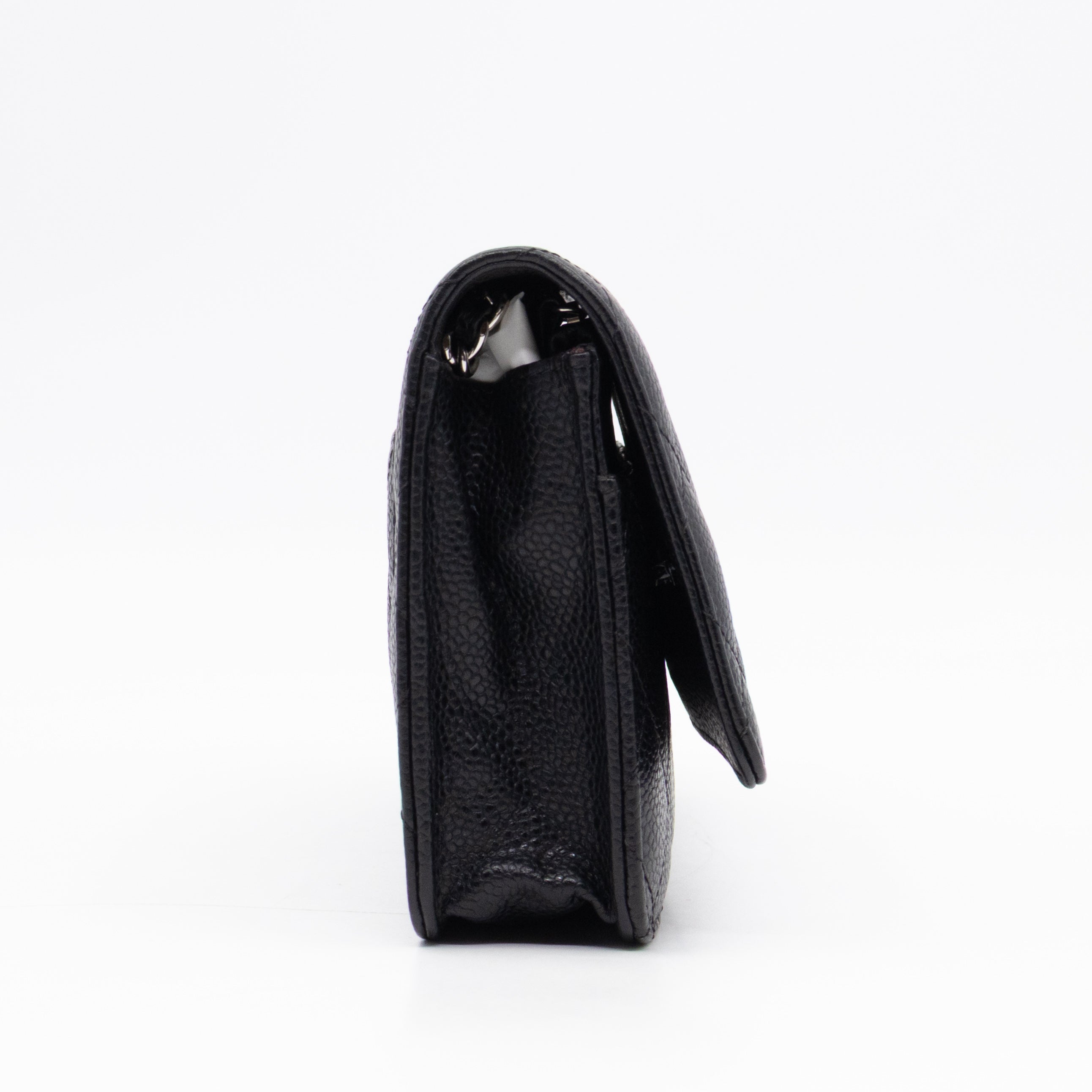 Classic Wallet On Chain Black Caviar Silver