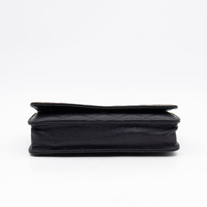 Classic Wallet On Chain Black Caviar Silver