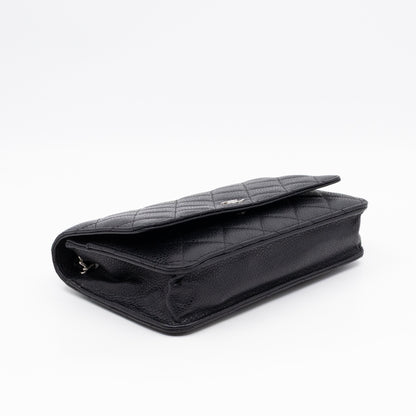 Classic Wallet On Chain Black Caviar Silver