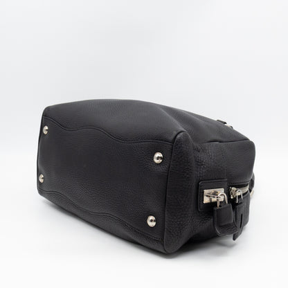 Canapa Bauletto Bag Black Logo Embossed Leather