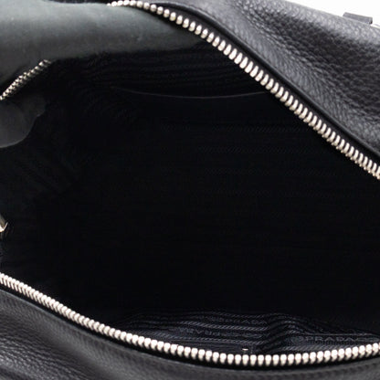Canapa Bauletto Bag Black Logo Embossed Leather