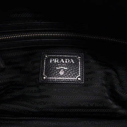 Canapa Bauletto Bag Black Logo Embossed Leather