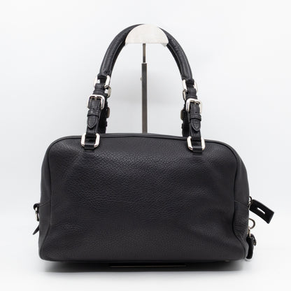 Canapa Bauletto Bag Black Logo Embossed Leather