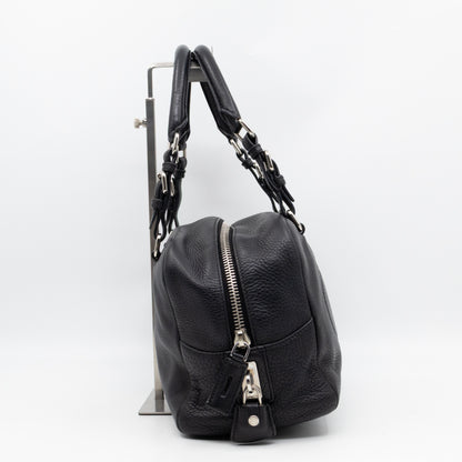 Canapa Bauletto Bag Black Logo Embossed Leather